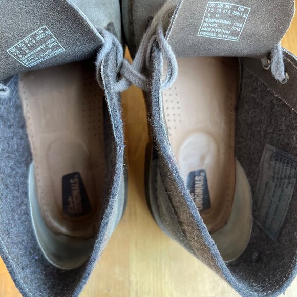 SIZE 10 Clarks Original Womens Gray Wool Felt Leather Desert Boots Crepe Soles - Picture 9 of 11